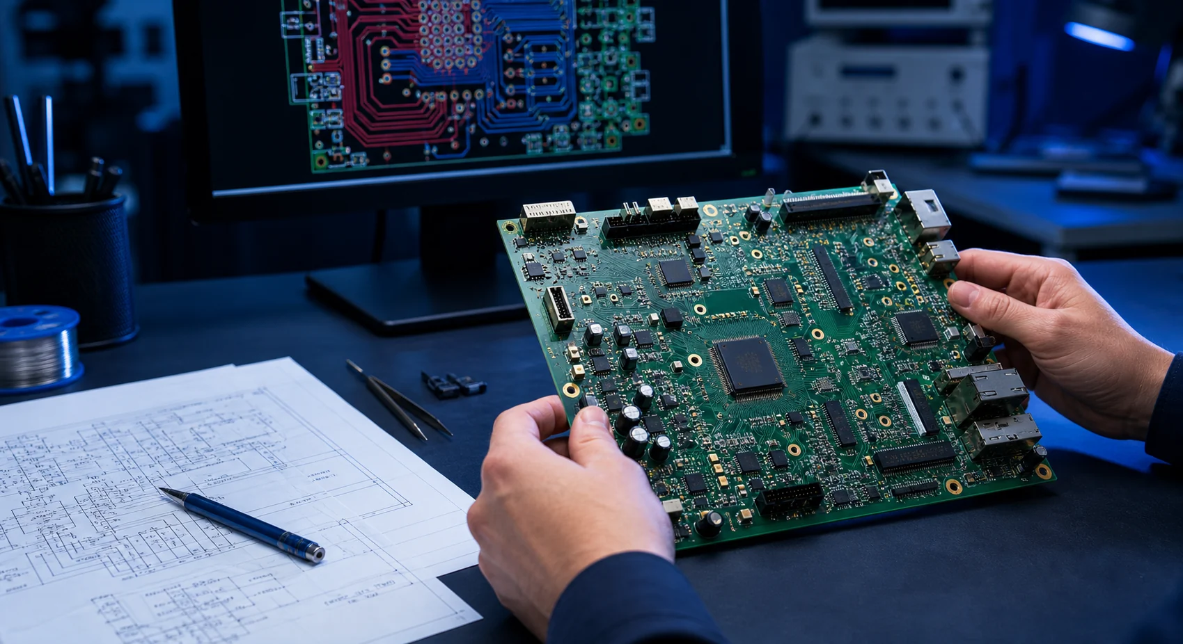 Profesyonel PCB tasarımını temsil eden elektronik devre kartı